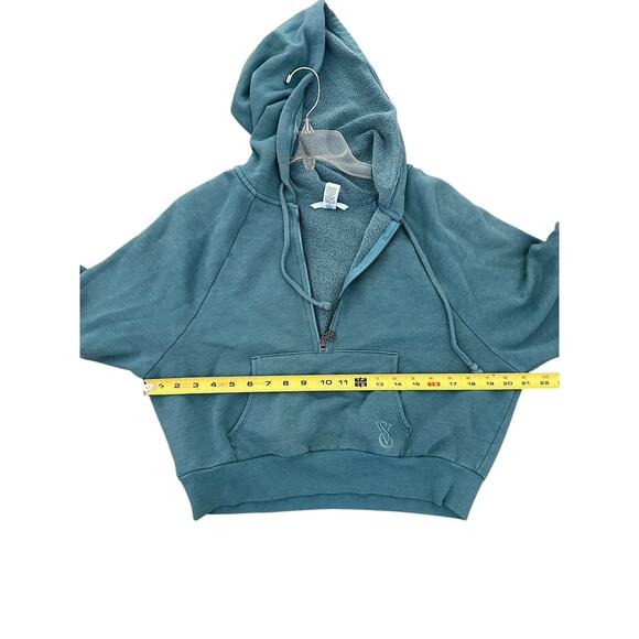 Victoria's Secret French Sage Graphic Cotton Fleece Half Zip Hoodie Size Small - Picture 5 of 9
